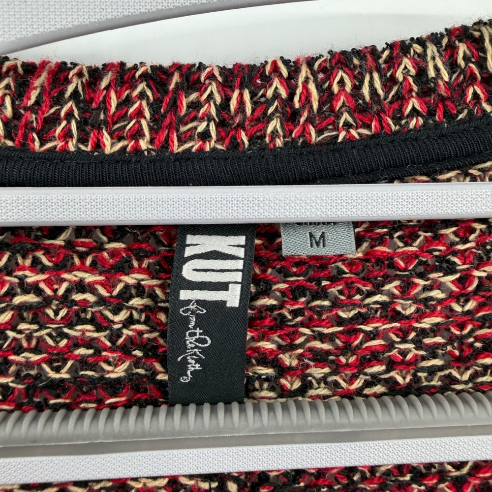KUT from the Kloth Red Space Dye V-Neck Sweater Elbow Patches KT59901 Mens M - Picture 4 of 9